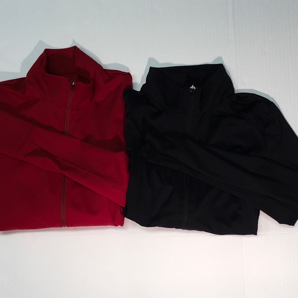 Lole Womens Track Jackets (2) Full Zip Mock Neck Solid Red & Solid Black Size XL